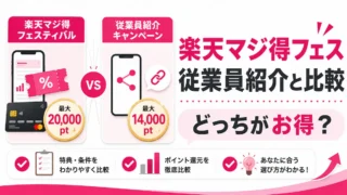 楽天マジ得フェスティバルと従業員紹介はどっちがお得？条件・違いを比較