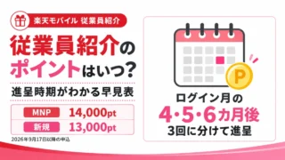 楽天モバイル従業員紹介のポイントはいつもらえる？進呈時期と早見表