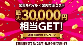 【3/2まで】通称「藤森キャンペーン」とは？楽天モバイル×楽天市場で最大30,000円相当もらえる条件を解説