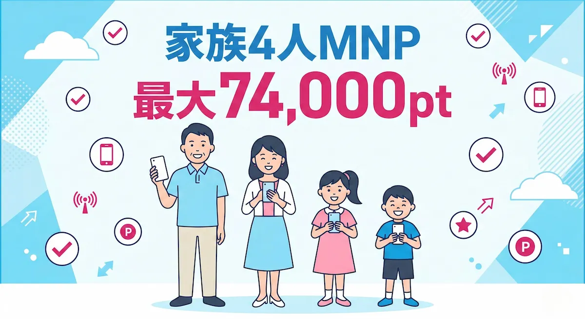 家族4人MNPで最大74,000pt！楽天モバイル紹介キャンペーンToDo表