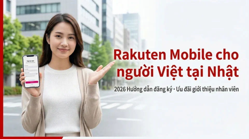 日本在住ベトナム人向け楽天モバイル申込ガイドのアイキャッチ画像