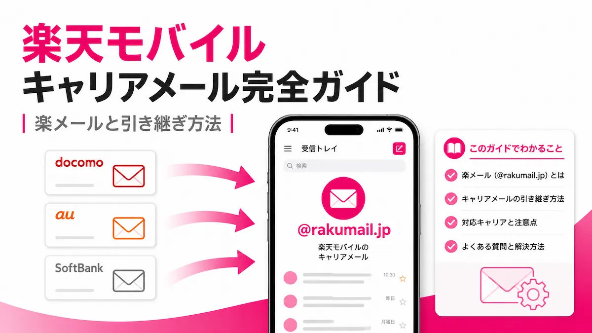 楽天モバイルにキャリアメールはある？楽メールと引き継ぎ方法を解説