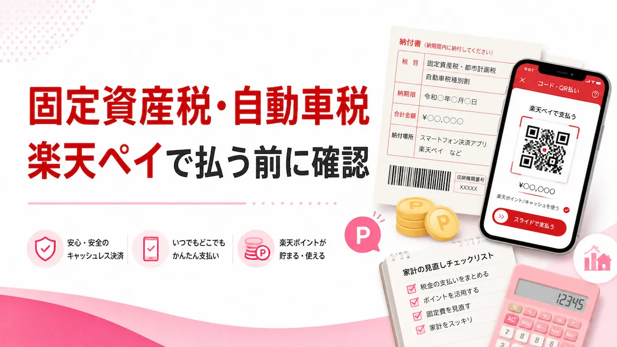 固定資産税・自動車税は楽天ペイで払える？楽天モバイル契約者のポイント活用術