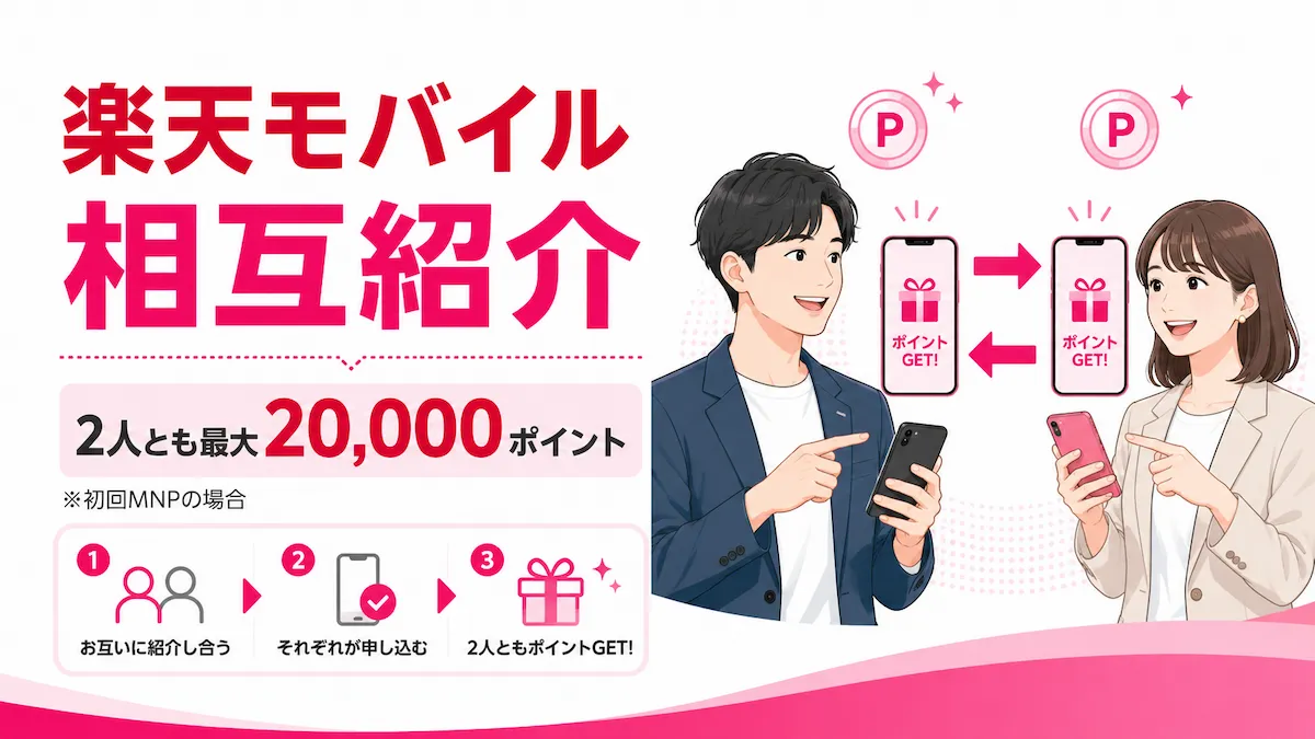 楽天モバイルは相互紹介できる｜最大20,000ポイントずつの条件と手順