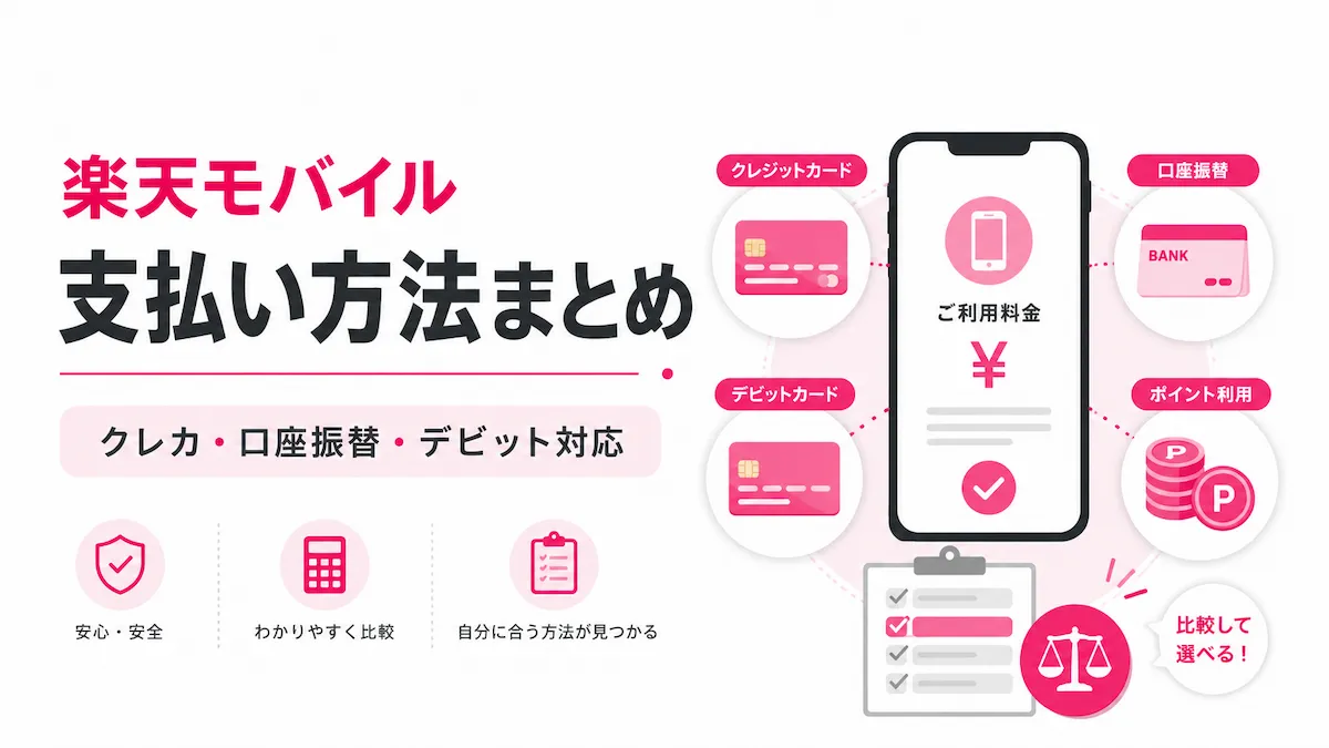楽天モバイルの支払い方法まとめ|クレカなし・口座振替・デビットカードも解説